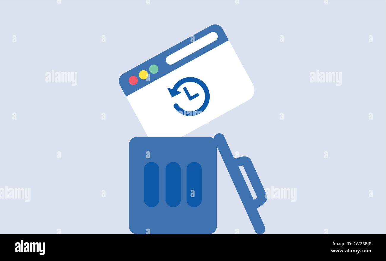 Löschen des Website-Verlaufs und Bereinigen der Browserdaten Stock Vektor