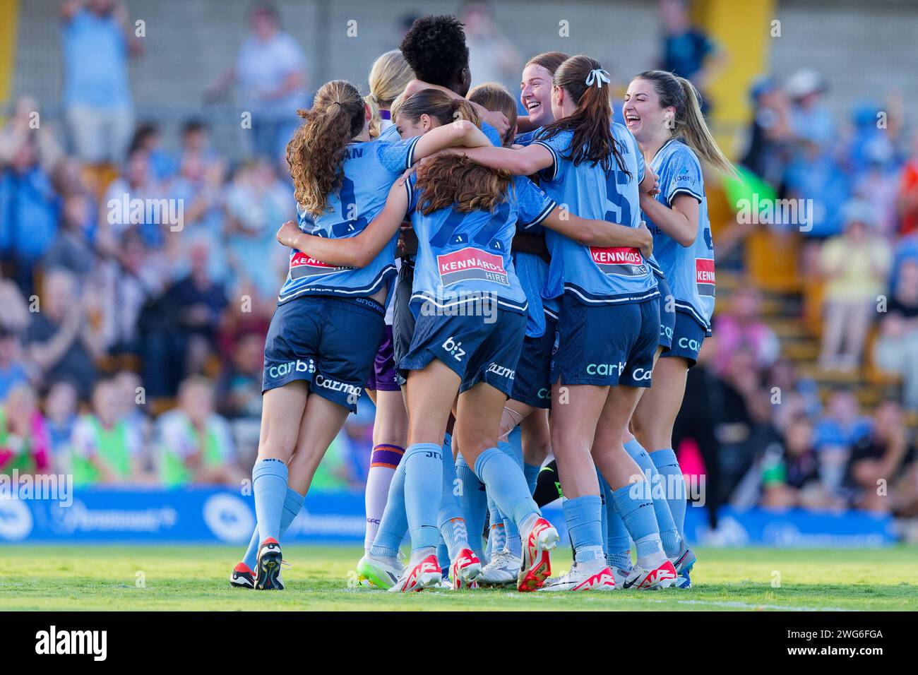 Sydney, Australien. Februar 2024. Die Spieler des Sydney FC feiern ein Tor während des A-League Women Rd15-Spiels zwischen Sydney FC und Perth Glory am 3. Februar 2024 in Sydney, Australien Credit: IOIO IMAGES/Alamy Live News Stockfoto