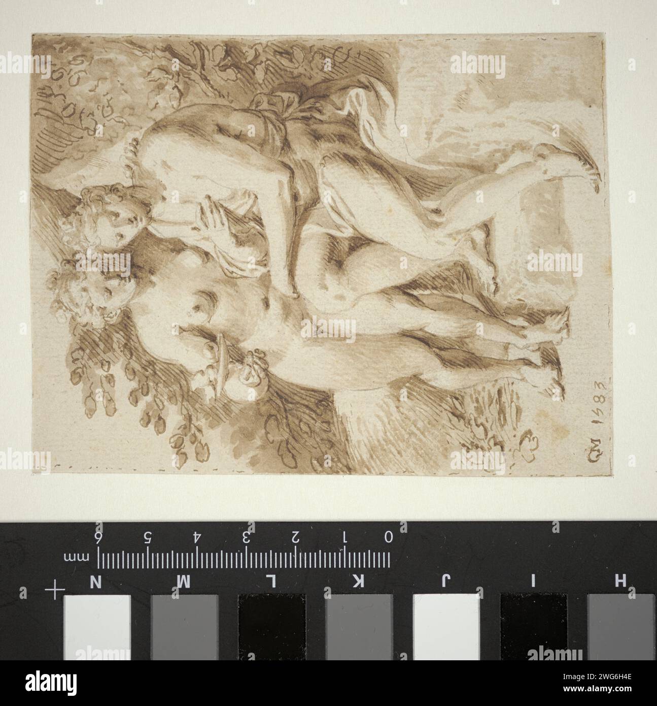 Venus und Adonis, Gillis Mostaert (I), 1583 Zeichenpapier. Tintenstift / Pinsel Venus und Adonis als Liebhaber Stockfoto