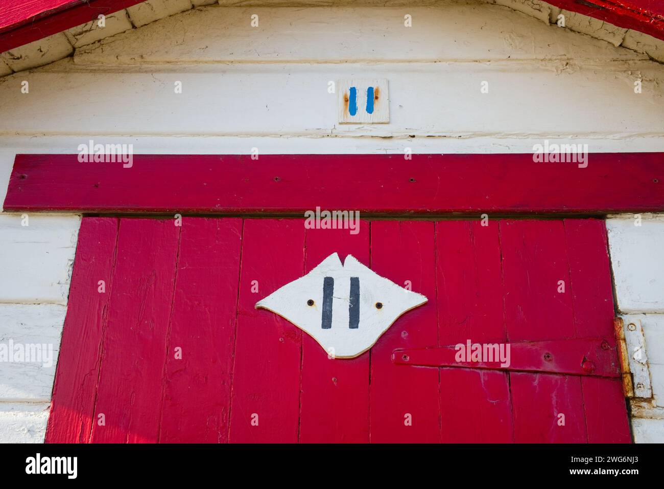 Strandhütte Nummer 11 in Shanklin, Isle of Wight Stockfoto