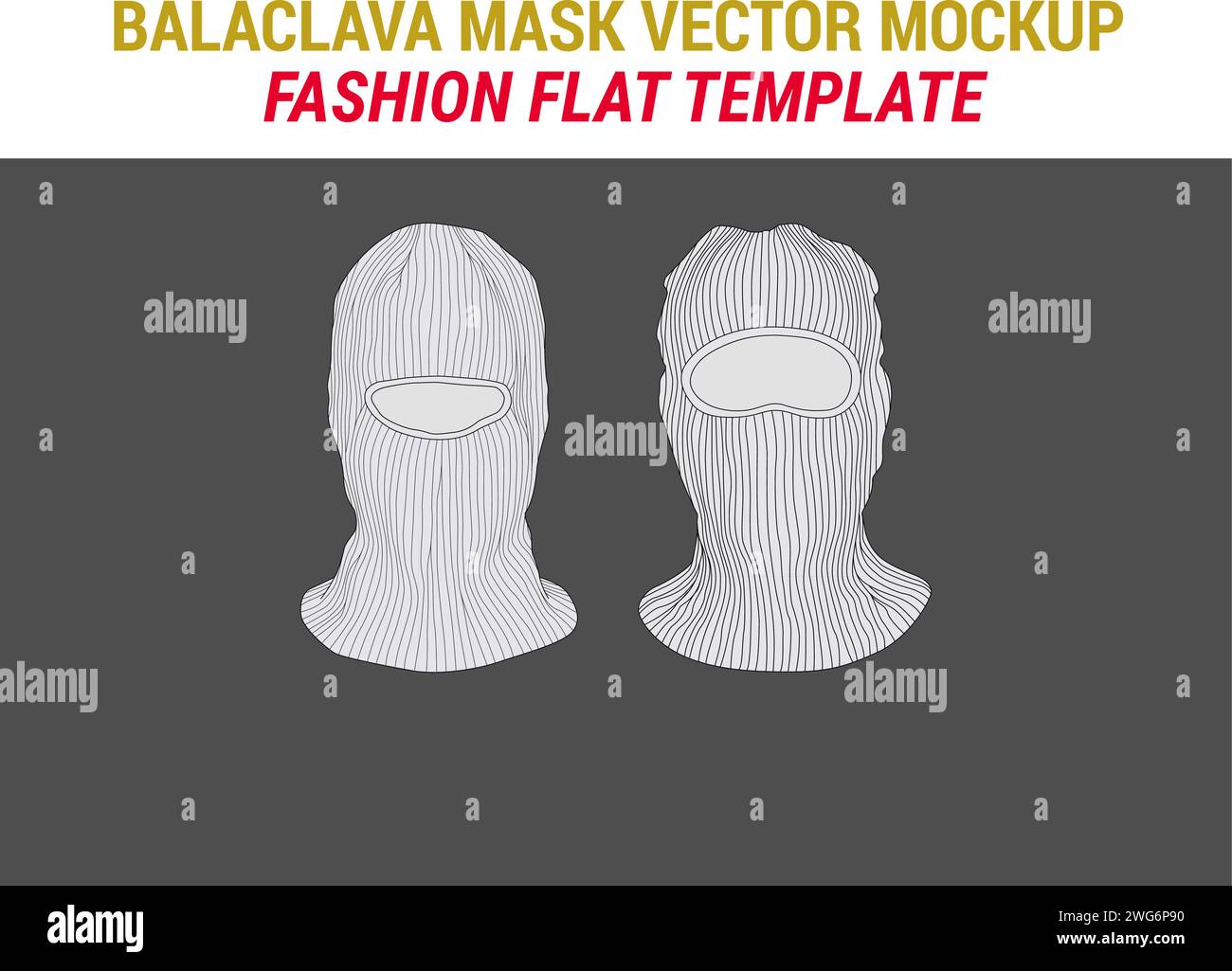 Balaclava Bandit Maske SKI Maske Mockup Balaclava Outline Streetwear Balaclava Kleidung Bösewicht SKI Maske Vektor Mode Illustration Balaclava Mode Stock Vektor