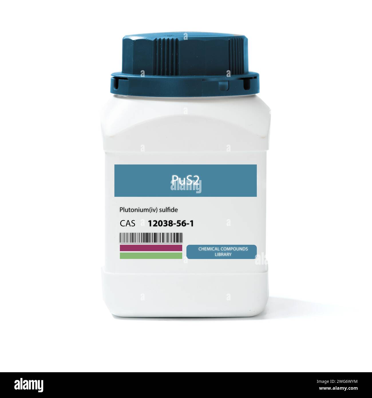 PuS2 - Plutonium(IV)-sulfid. Chemische Verbindung. CAS-Nummer 12038-56-1 Stockfoto