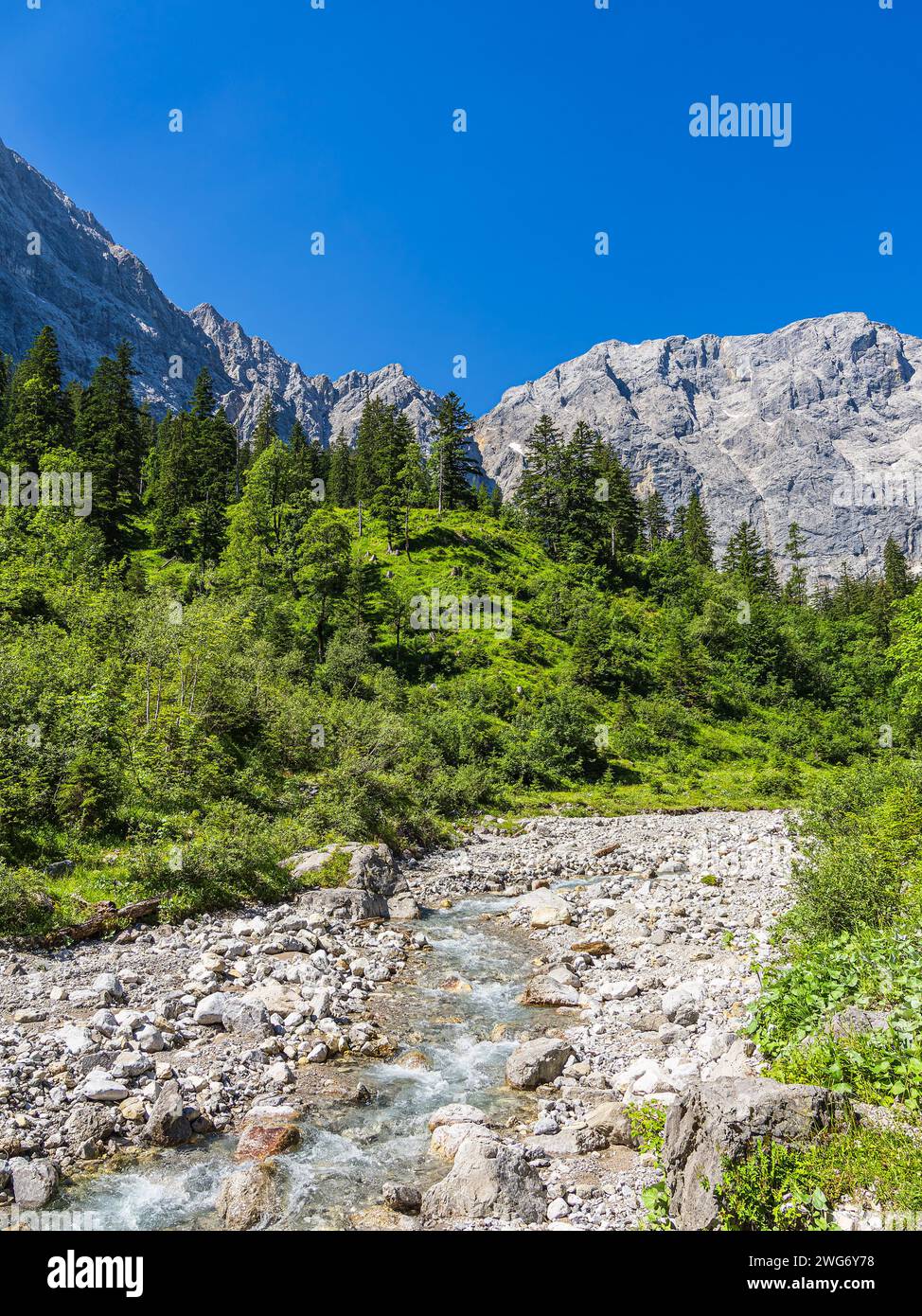 Landschaft im Risstal in der Nähe der eng Alp in Osterreich. Stockfoto