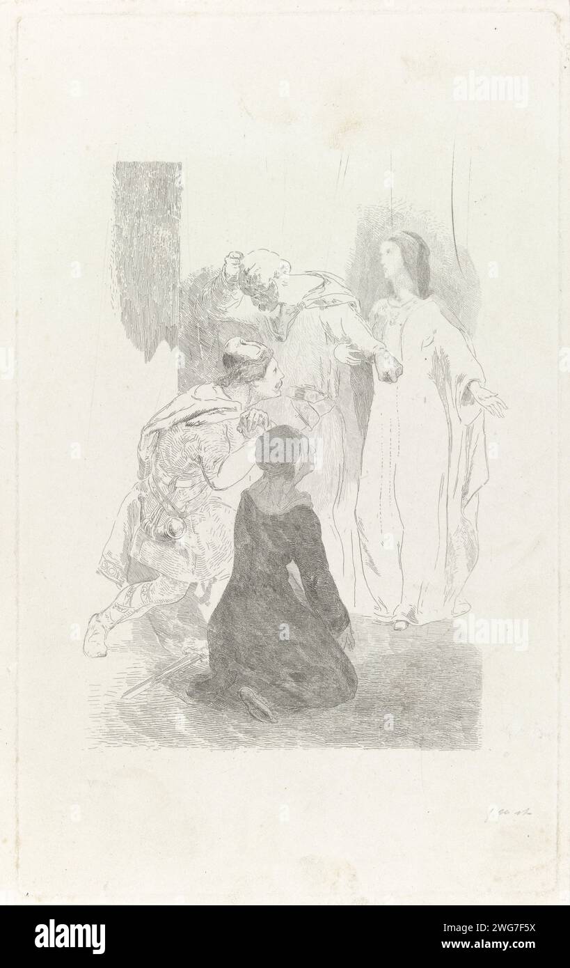 Helene, Wilfried und seine Mutter, Charles Rochussen, 1854 Druck Helene, Wilfried, seine Mutter und eine vierte Person trafen und beten. Illustration einer Szene aus einem Buch mit Gedichten namens „Helene“. Amsterdamer Zeitung, eine Person betet Stockfoto Helene, Wilfried und seine Mutter, Charles Rochussen, 1854 Druck Helene, Wilfried, seine Mutter und eine vierte Person trafen und beten. Illustration einer Szene aus einem Buch mit Gedichten namens „Helene“. Amsterdamer Zeitung, eine Person betet Stockfoto