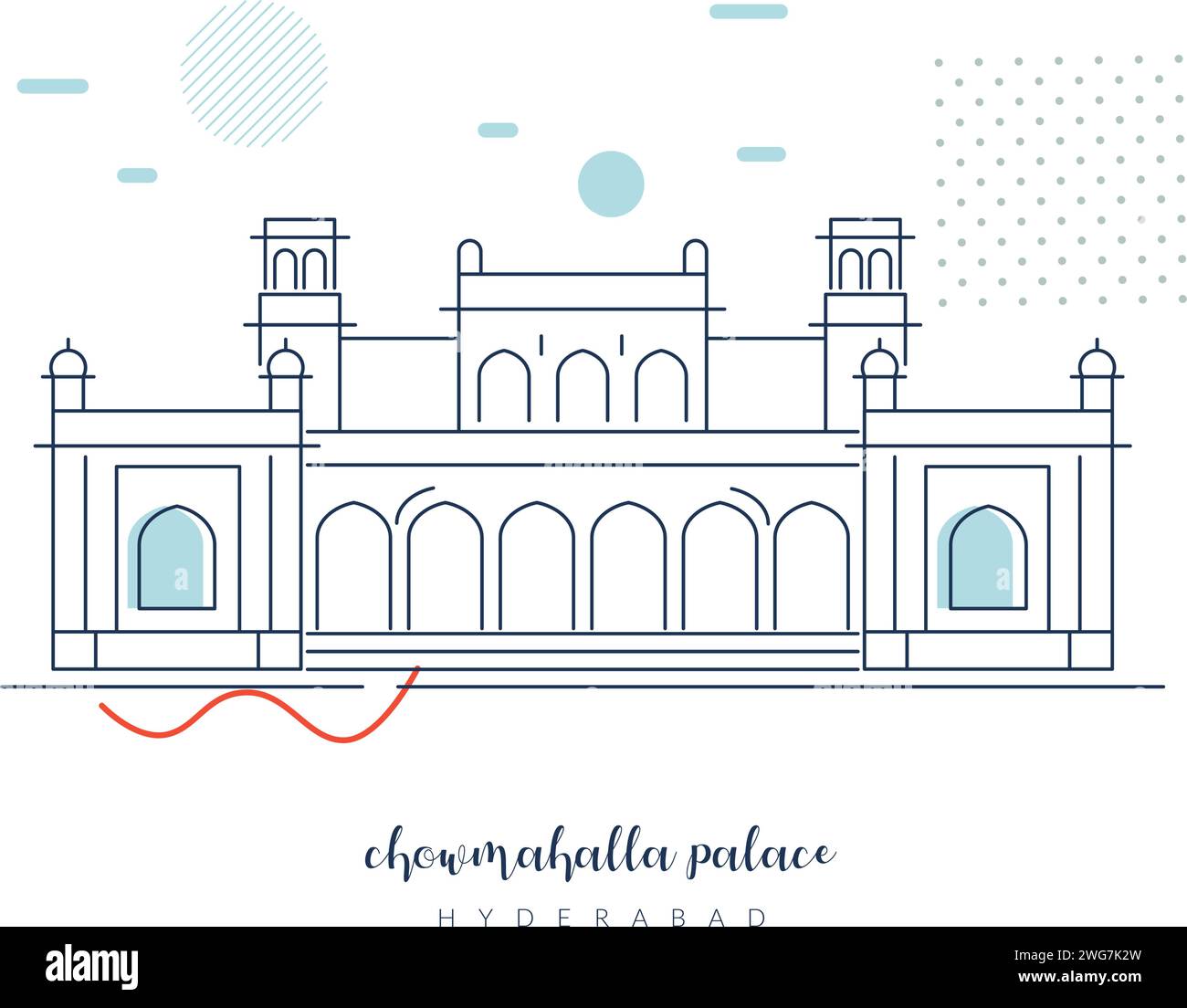 Chowmahalla Palace - Chowmahallat - Hyderabad, Telangana - Stock Illustration als EPS 10 Datei Stock Vektor