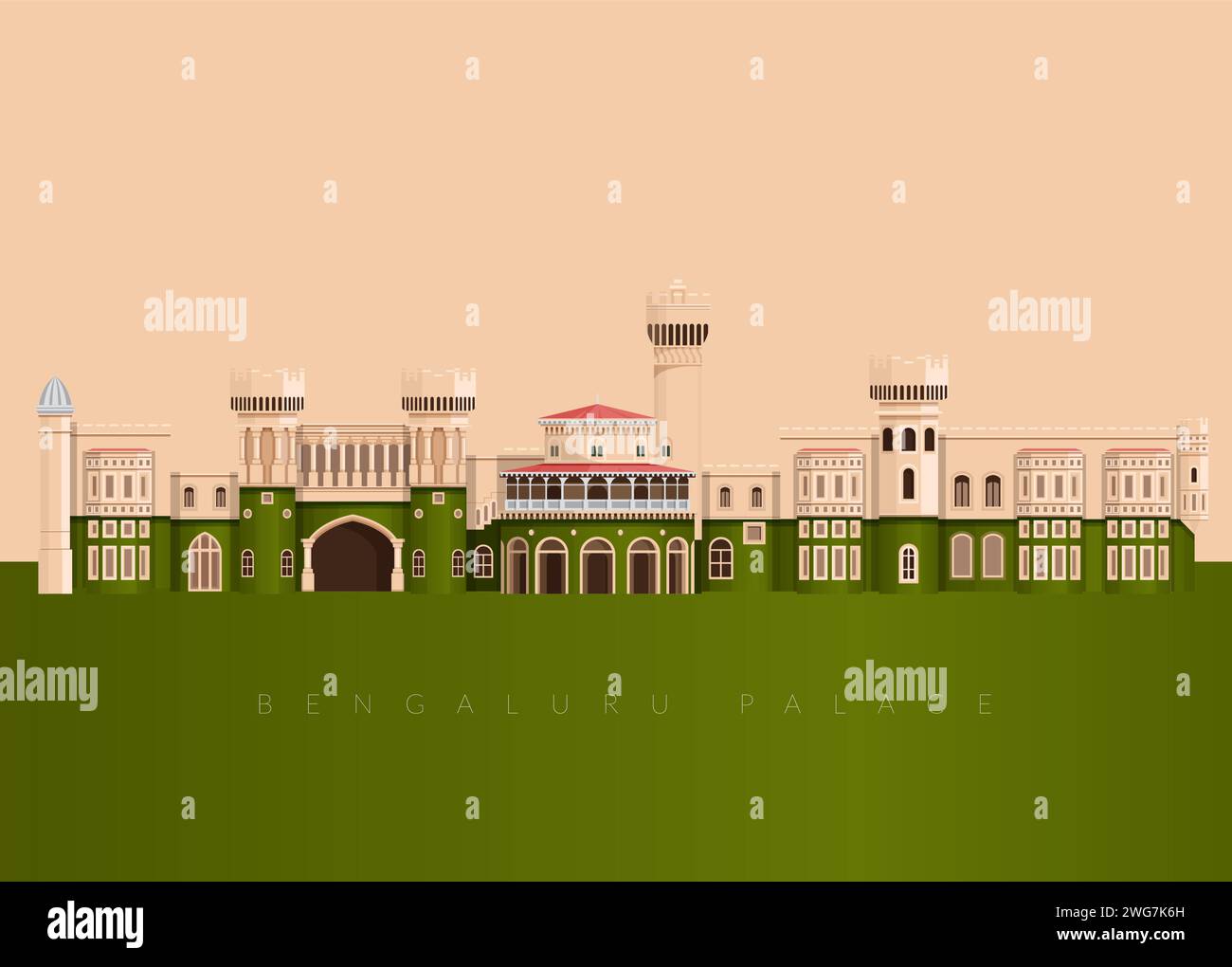 Bengaluru Palace - Bangalore City Stock Illustration als EPS 10 Datei Stock Vektor