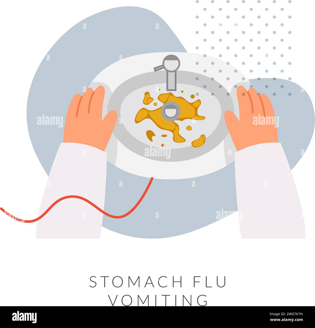 Person mit Magengrippe - Erbrechen im Becken - Stock Illustration als EPS 10 Datei Stock Vektor
