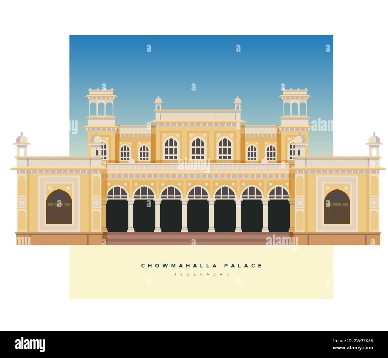 Chowmahalla Palace - Chowmahallat - Hyderabad, Telangana - Stock Illustration als EPS 10 Datei Stock Vektor
