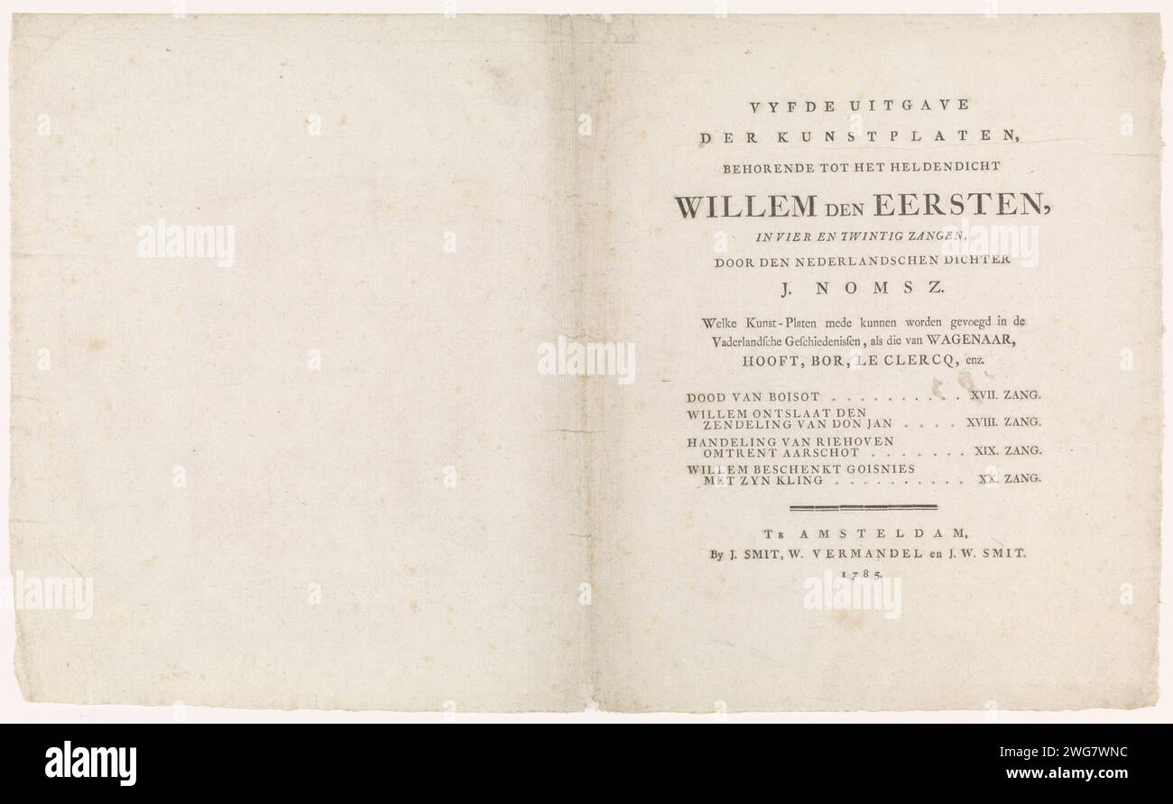 Umschlag mit 24 Drucken, die zu dem heroischen „Willem de First“ gehören, Johannes Smit & Zoon, Amsterdamer Buchdruck aus dem Jahr 1785 Stockfoto Umschlag mit 24 Drucken, die zu dem heroischen „Willem de First“ gehören, Johannes Smit & Zoon, Amsterdamer Buchdruck aus dem Jahr 1785 Stockfoto