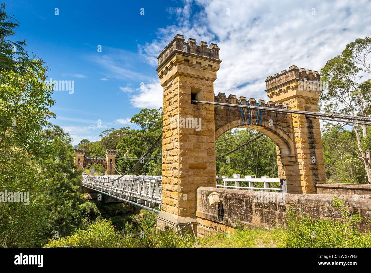 Shoalhaven, Australien – 31. Dezember 2021: Hampden Bridge über den Kangaroo River, NSW. Stockfoto