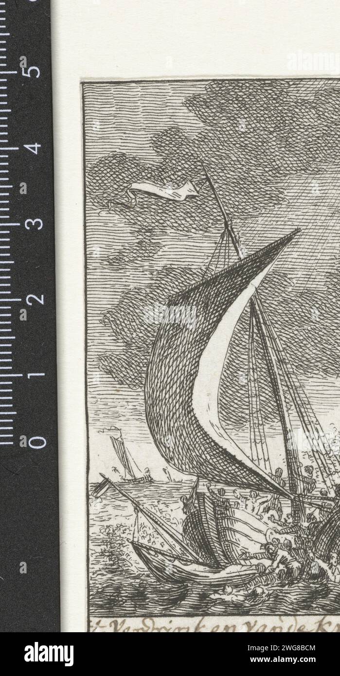 Der Kronprinz von Böhmen ertrinkt auf dem IJ, 1629, 1722 – 1784 Druck Frederik Hendrik van de Palts, der Kronprinz von Böhmen, ertrinkt im Hohlgraben des IJ bei einer Kollision verschiedener Boote, 17. Januar 1629. Nord-Niederlande Papier ätzend Tod durch Ertrinken (gewaltfrei). Fällt über Bord IJ Stockfoto