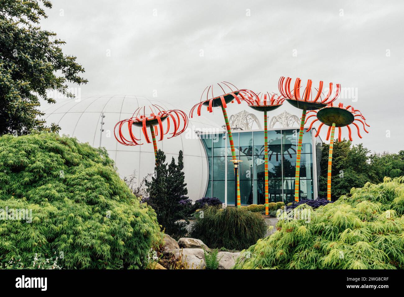 Sonic Bloom, solarbetriebene Skulptur von Dan Corson, Pacific Science Center, Seattle, Bundesstaat Washington Stockfoto