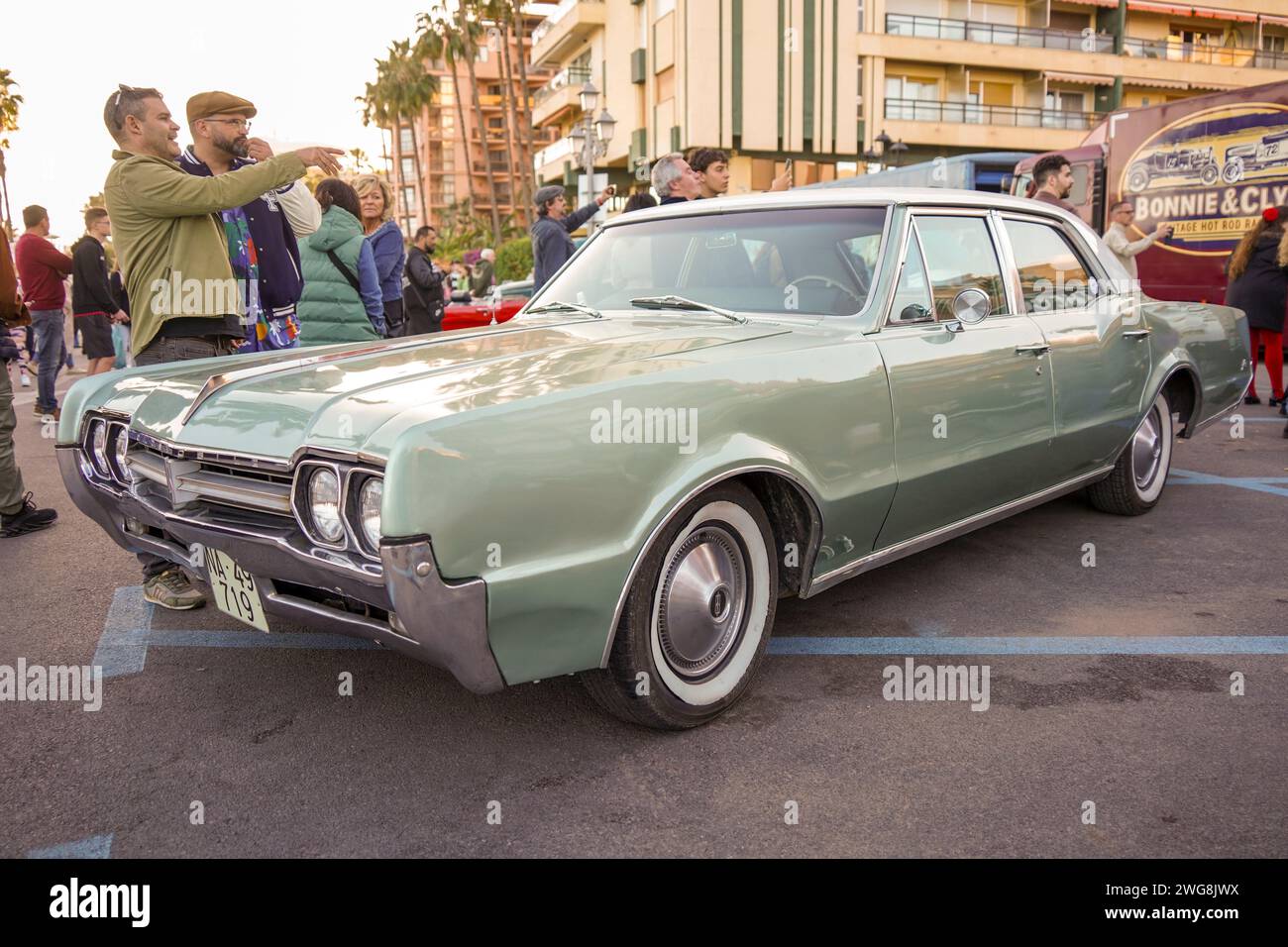 Oldsmobile F-85 Deluxe. Oldtimer-Treffen beim Rockin Race Jamboree Festival 2024, Torremolinos, Spanien. Stockfoto