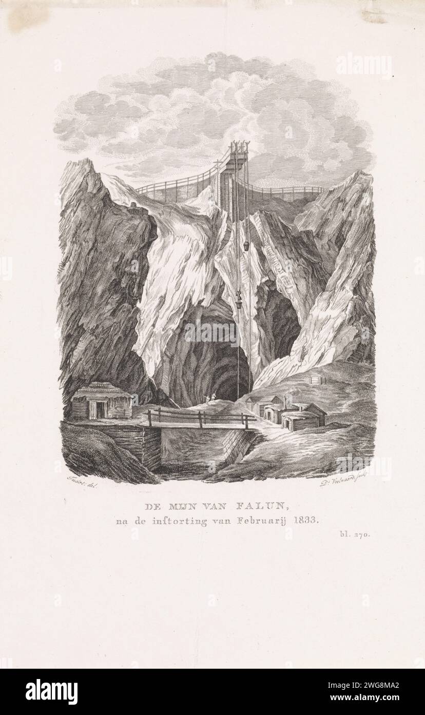 Figuren in einer Mine, Daniël Vulaard (I), nach Edmond Tudot, 1833 - 1851 Druckfiguren in einer Mine, unten rechts markiert: bl. 270. Amsterdamer Papier graviert mein Falun Stockfoto