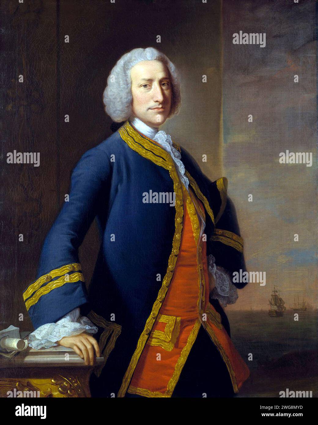 Admiral der Flotte George Anson, 1. Baron Anson, (1697–1762) Offizier der Royal Navy Stockfoto