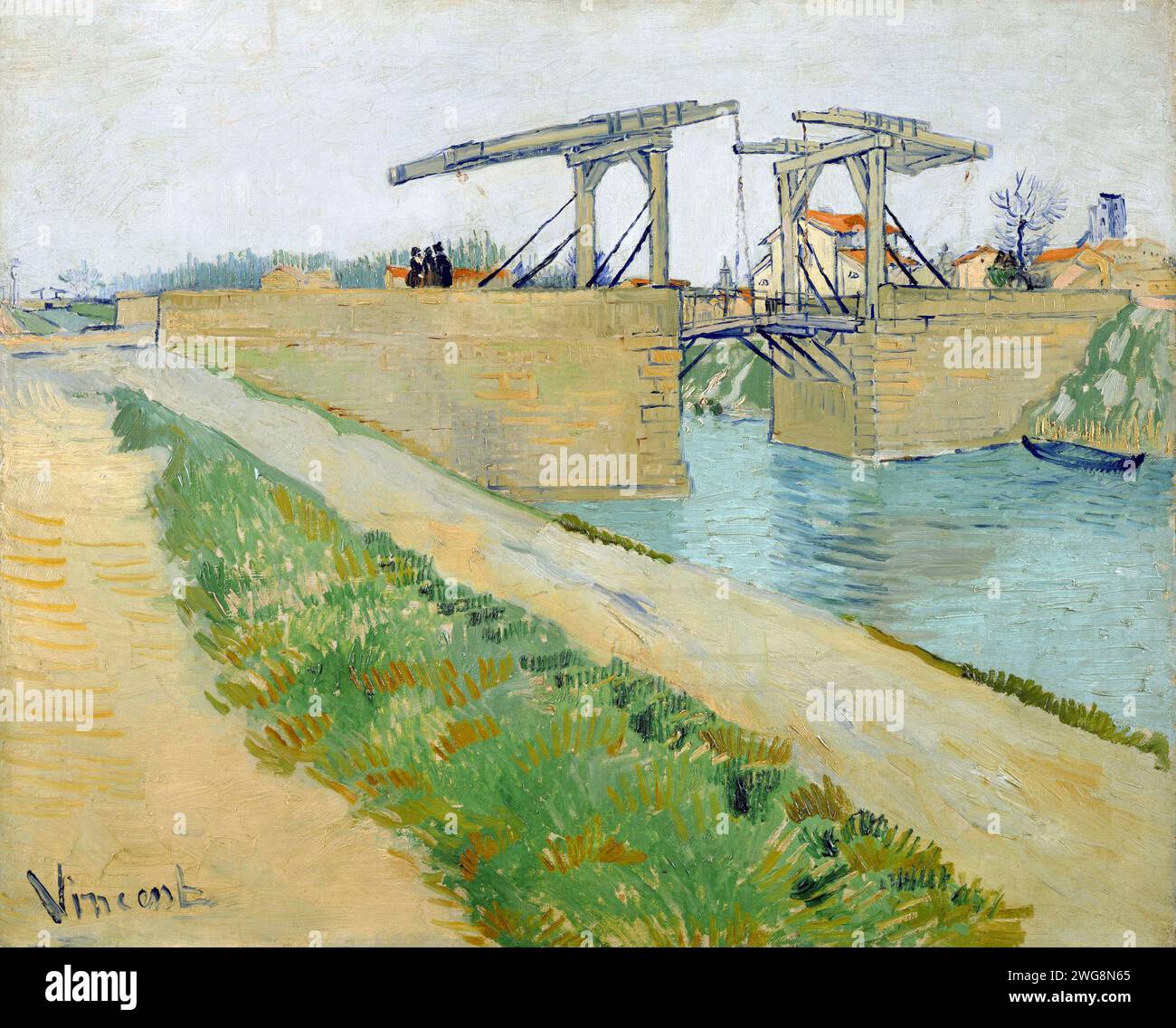 Die Langlois-Brücke bei Arles mit Straße entlang des Kanals, 1888, Gemälde von Vincent van Gogh Stockfoto