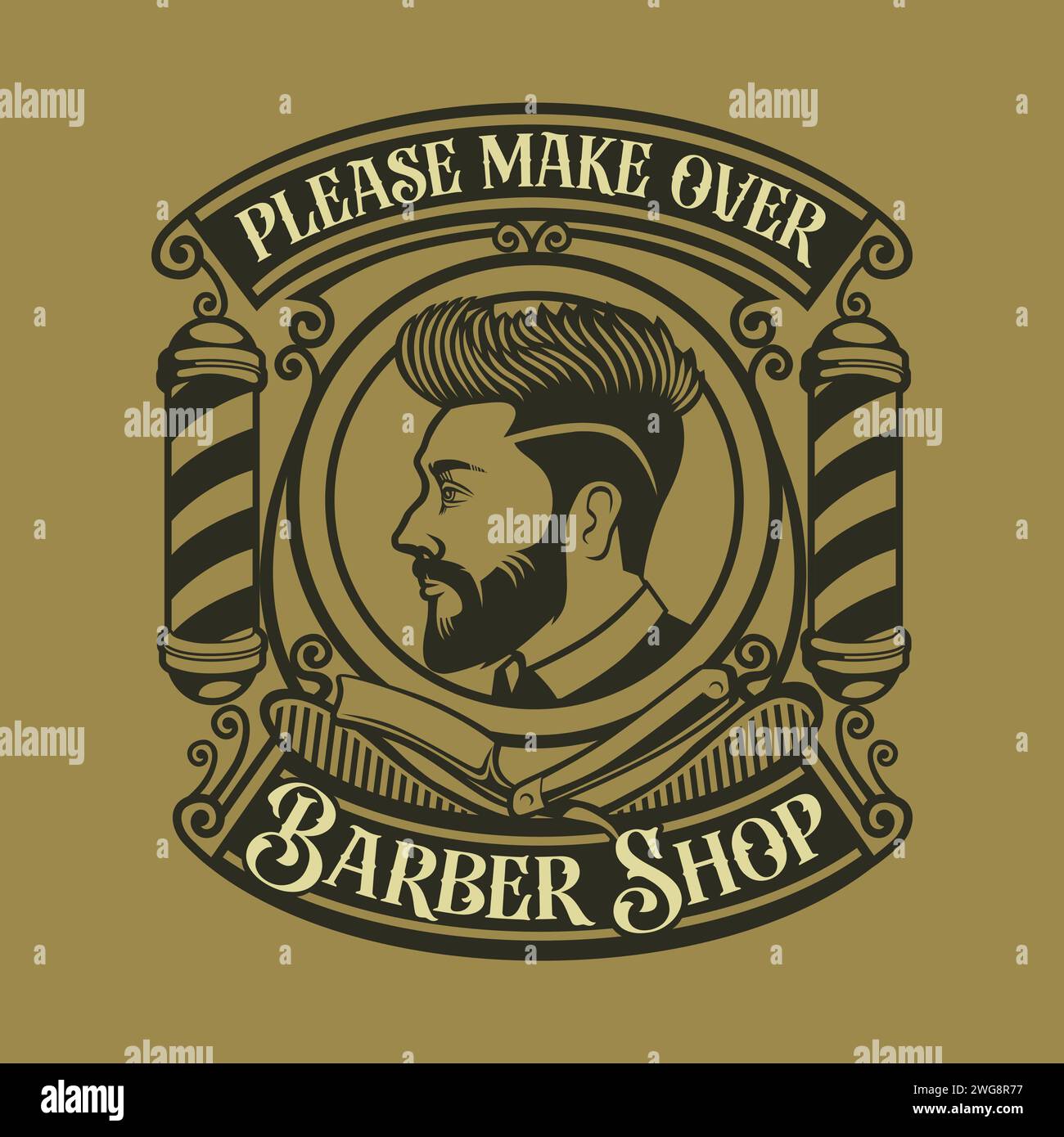 Barber Shop Retro Vintage Maskottchen Logo Design Stock Vektor