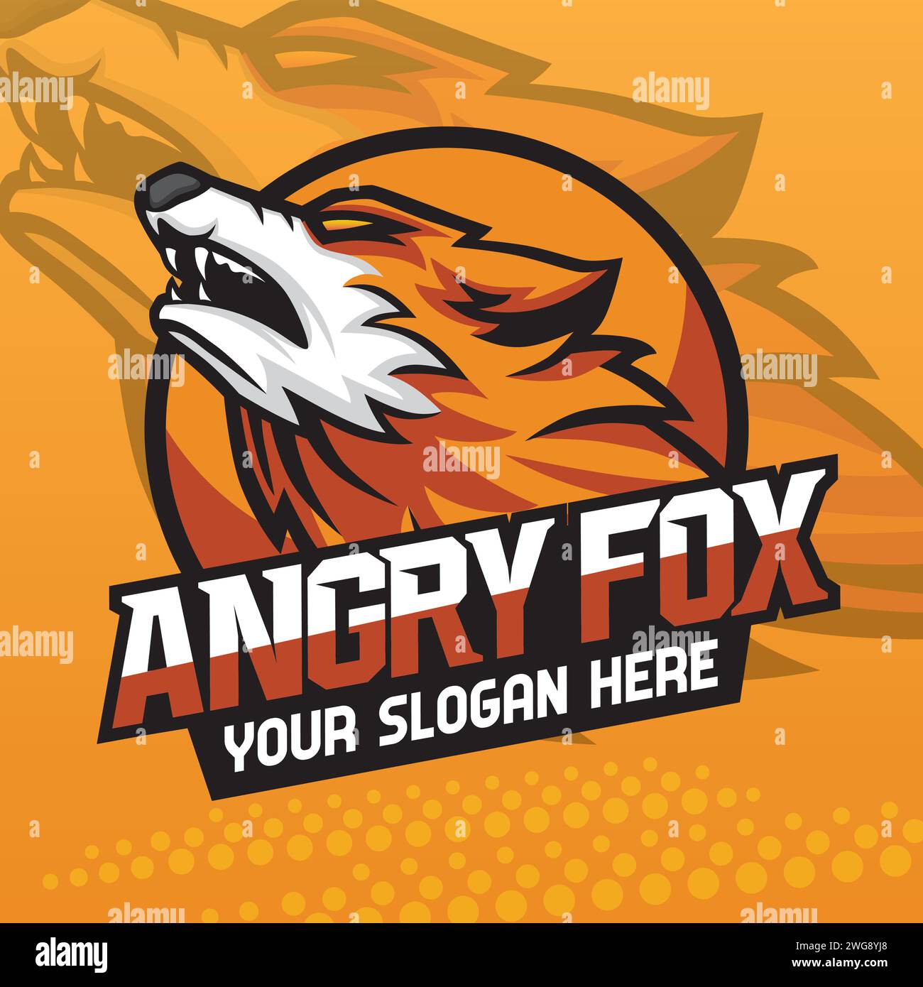 Maskottchendesign Mit Dem Head Fox Logo. Angry Fox Logo Stock Vektor