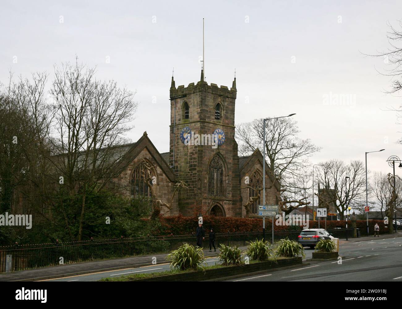 Blick auf St. Laurences Church, Chorley, Lancashire, Großbritannien, Europa Stockfoto