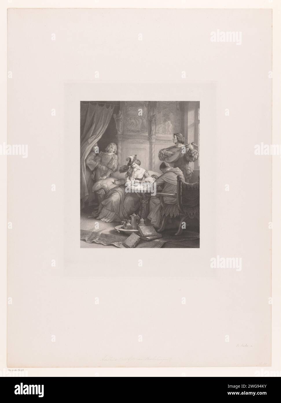 Adelheid uit Goethes Götz von Berlichingen, Heinrich Sachs, nach Wilhelm von Kaulbach, 1858 Druckpapier. Ätzschach. Spezifische Werke der Literatur Stockfoto
