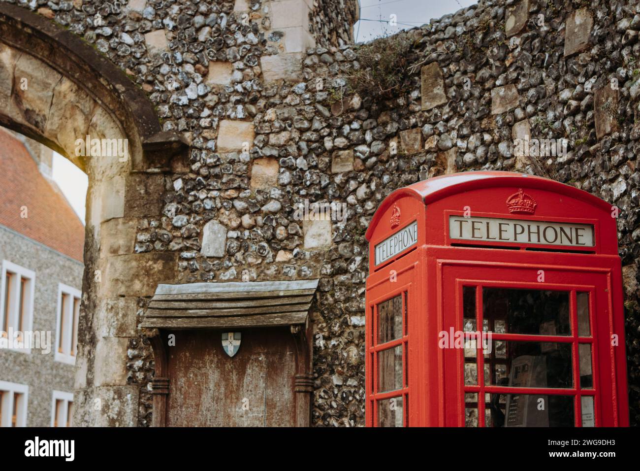 Die ikonische britische Telefonbox Stockfoto