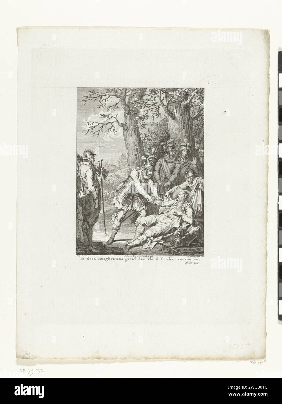 Tod des Grafen von Hoogstraten, 1568, 1779 Drucken Tod des Grafen von Hoogstraten, unter Soldaten, gehalten von Prinz Wilhelm I., 11. Dezember 1568. Dritter Gesang. Druckerei: Northern Netherlandspublisher: Amsterdampublisher: Amsterdampublisher: Amsterdampublisher: Amsterdam Paper Radiching Dying Stockfoto