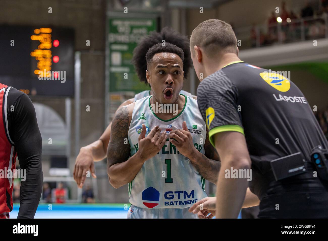 (C) Denis TRASFI / MAXPPP - au Palais des Sports de Nanterre le 03-02-2024 - Basketball BETCLIC ELITE - Nanterre 92 - Cholet Basket - Justin Bibbins e Stockfoto