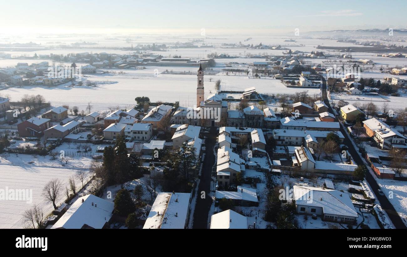 Aus der Vogelperspektive von San Giuliano Nuovo, Alessandria, Piemont, Italien Stockfoto