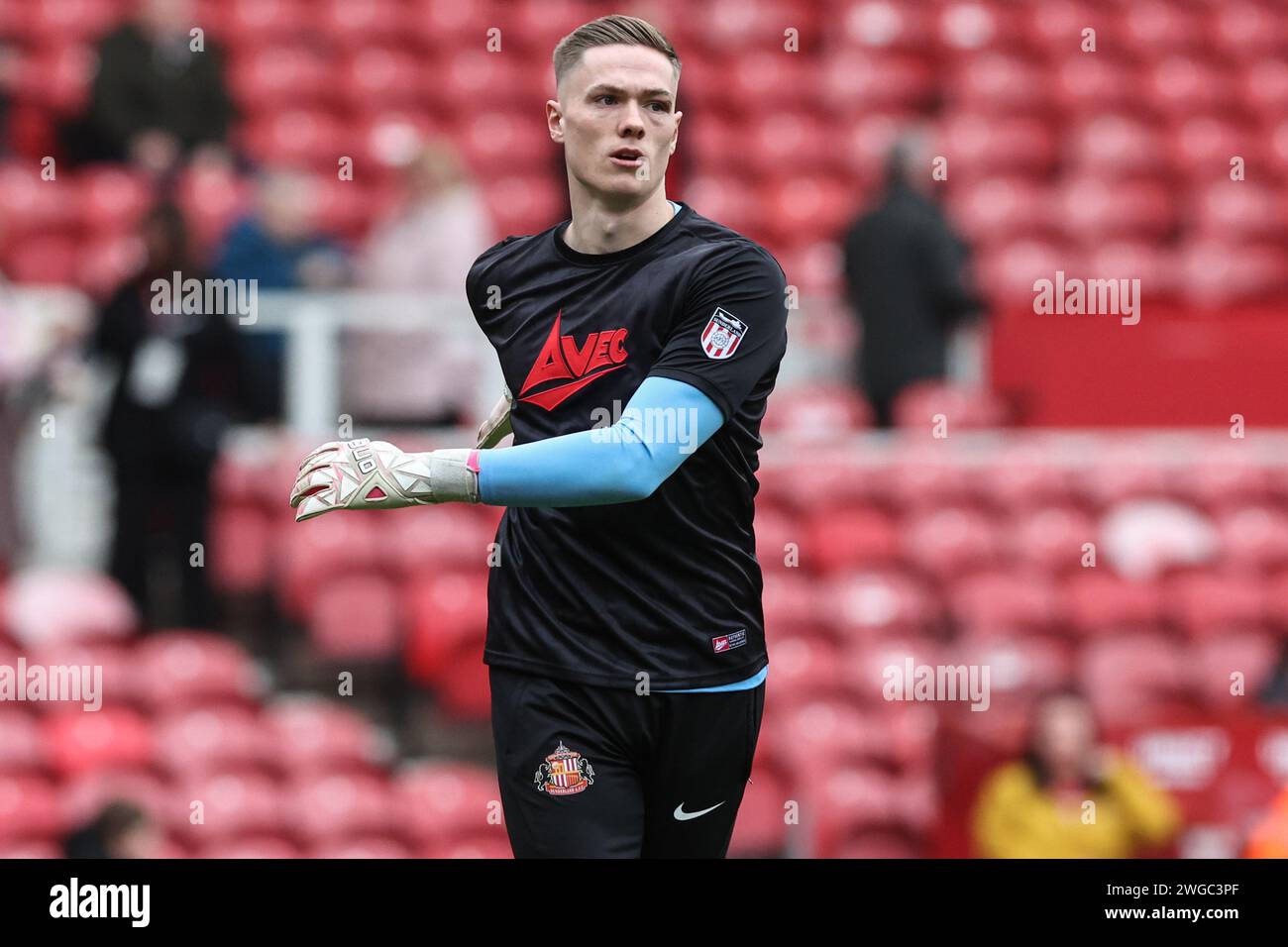 Middlesbrough, Großbritannien. Februar 2024. Nathan Bishop of Sunderland in der Vorspielsitzung während des Sky Bet Championship Match Middlesbrough vs Sunderland im Riverside Stadium, Middlesbrough, Großbritannien, 4. Februar 2024 (Foto: Mark Cosgrove/News Images) in Middlesbrough, Großbritannien am 4. Februar 2024. (Foto: Mark Cosgrove/News Images/SIPA USA) Credit: SIPA USA/Alamy Live News Stockfoto