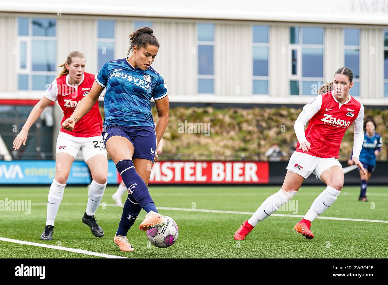 Wijdewormer - Jada Conijnenberg von Feyenoord V1 während des Spiels zwischen AZ V1 und Feyenoord V1 im AFAS Trainingskomplex am 4. Februar 2024 in Wijdewormer, Niederlande. (Box to Box Pictures/Rene Nijhuis) Stockfoto