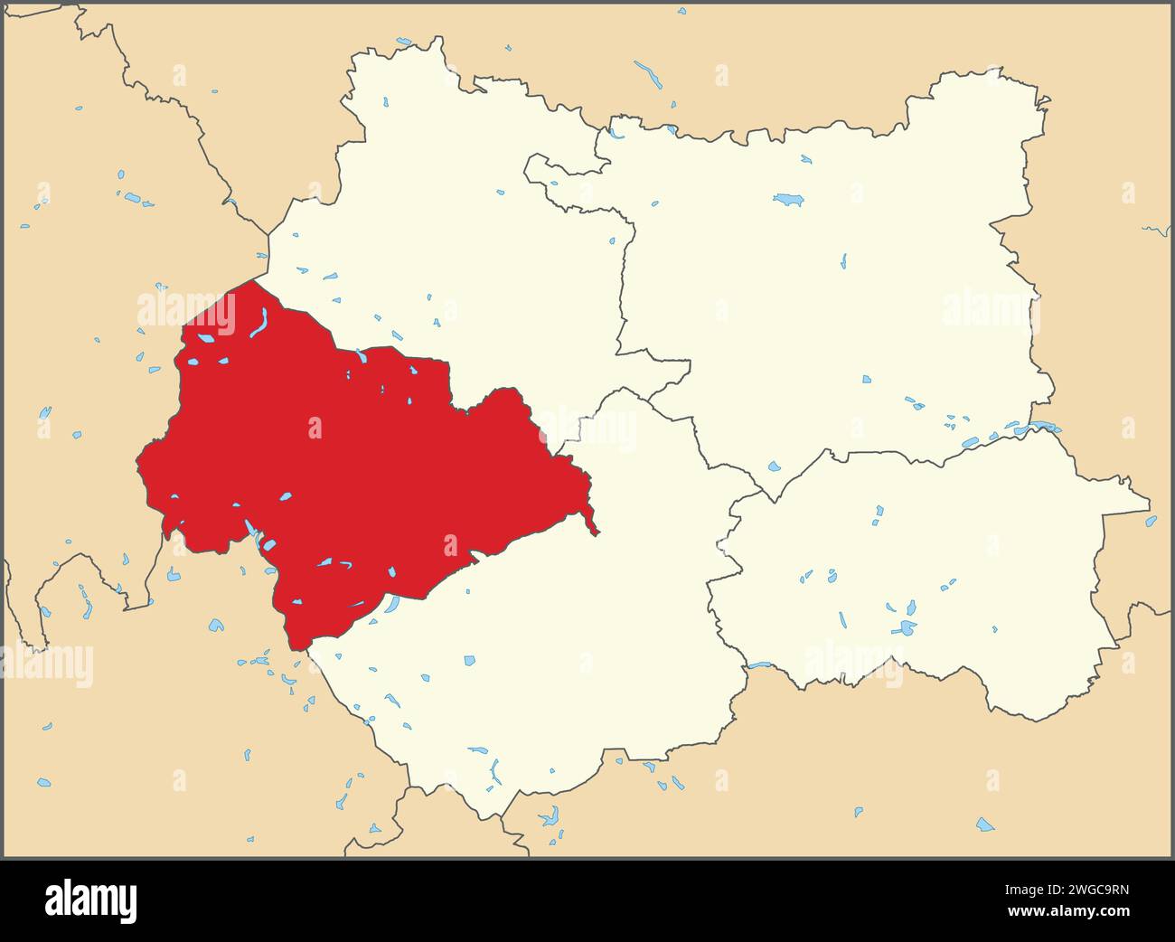 Rote Lagekarte des METROPOLITAN BOROUGH CALDERDALE, WEST YORKSHIRE Stock Vektor