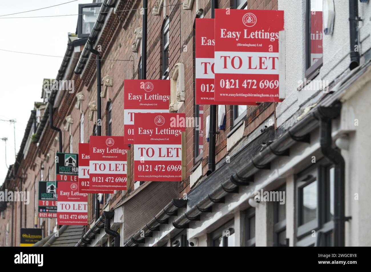 Selly Oak, Birmingham, 4. Februar 2024 - Häuser zur Miete in Selly Oak, Birmingham, England da der britische Wohnungsmarkt weiterhin schwankt. Quelle: Stop Press Media/Alamy Live News Stockfoto