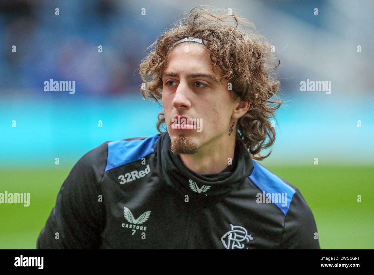 FABIO SILVA, ein professioneller Fußballspieler, der derzeit für den Rangers FC spielt. Bild, das während einer warm- und Trainingseinheit im Ibrox-Stadion aufgenommen wurde, Stockfoto