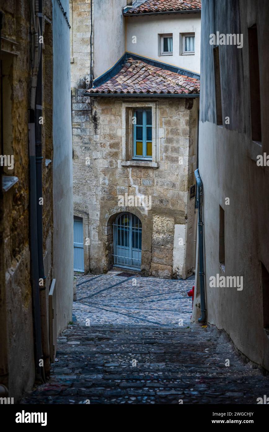 Straße in der Altstadt von Montpellier, Südfrankreich Stockfoto