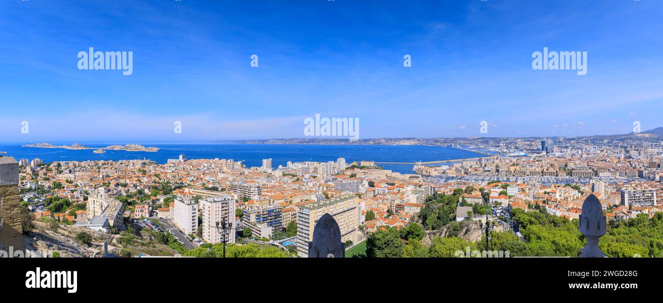 Marseille Stadtbild von Notre-Dame de la Garde, Frankreich. Stockfoto