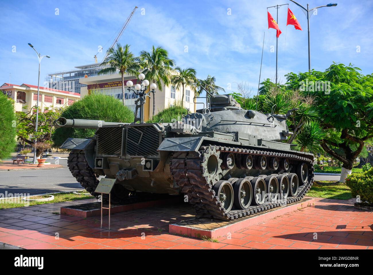Ein historischer, gefangener Panzer der US Army M48 im Ho Chi Minh Museum, da Nang, Vietnam Stockfoto