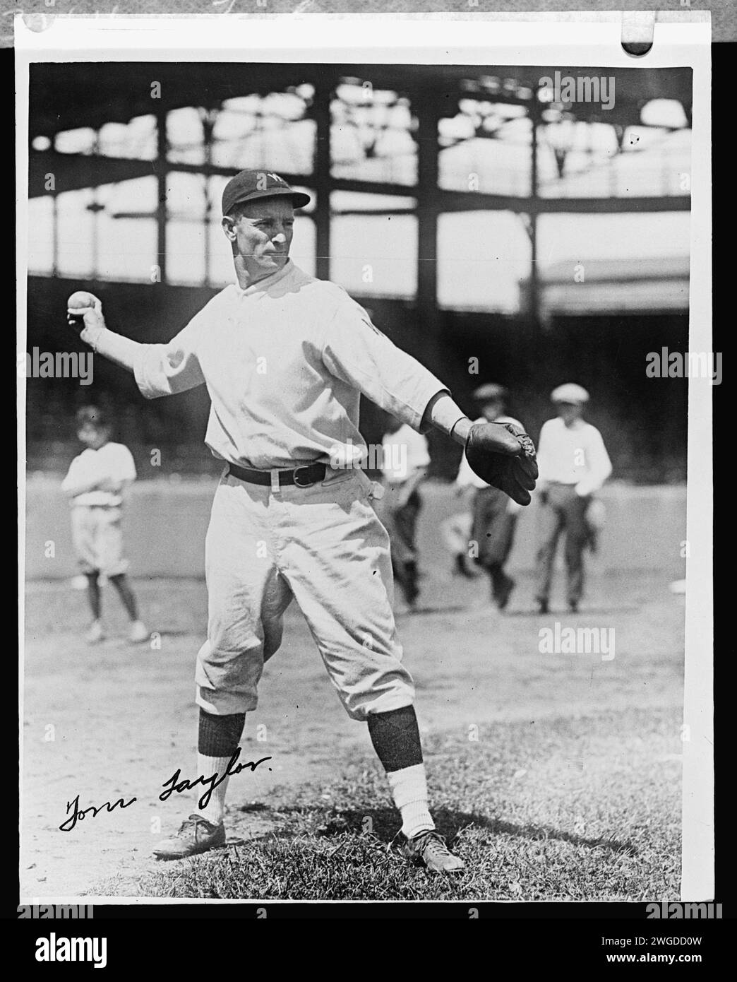 Porträt auf dem Feld in Uniform des dritten Basemans Tom Taylor der 1924 Washington Nationals Stockfoto