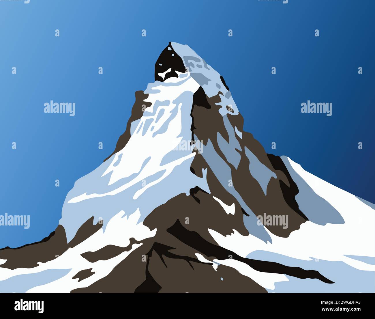 Montieren Sie Matterhorn blau gefärbte Vektorillustration Stock Vektor