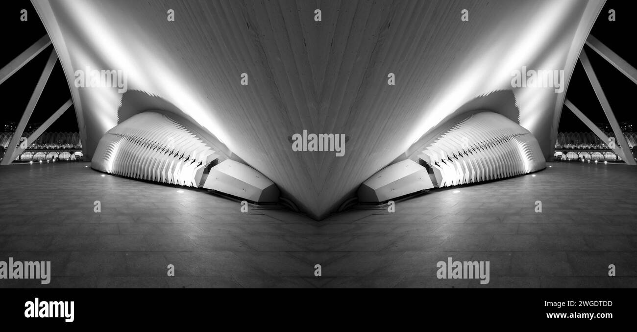 Ein Ephimeral-Architekturfoto in der Stadt der Künste und Wissenschaften in Valencia, Spanien Stockfoto