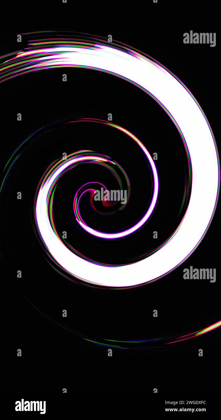 Abstrakter Hintergrund spiralförmig weiß bunt schwarz Stockfoto