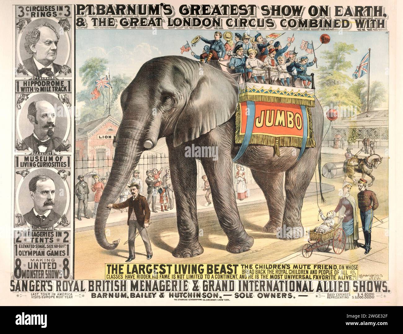 P.T. Barnum's Greatest Show on Earth & The Great London Circus mit Jumbo, dem größten Elefanten, der je gesehen wurde Stockfoto