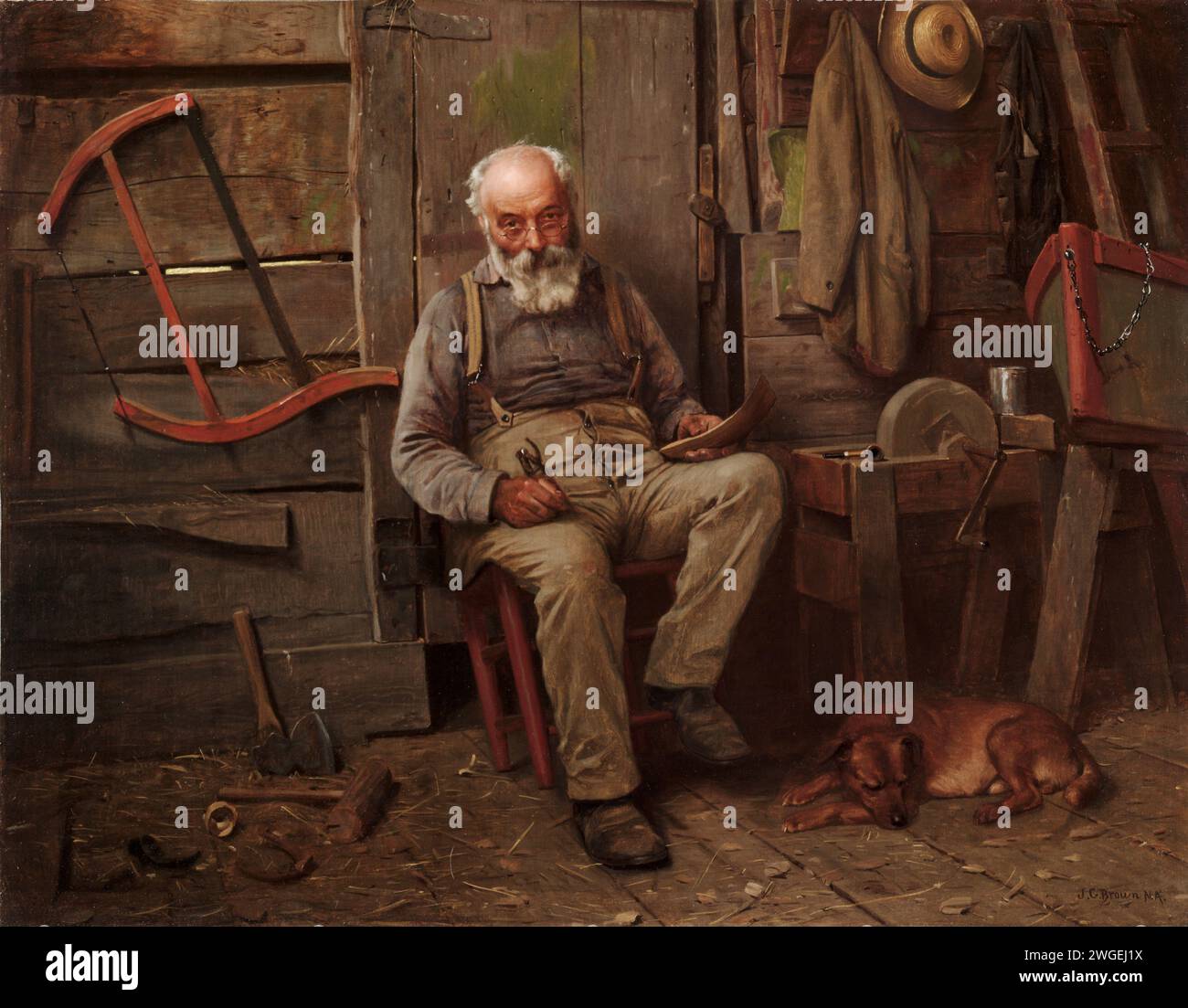 Bootsbauer. John George Brown. c. 1904. Stockfoto