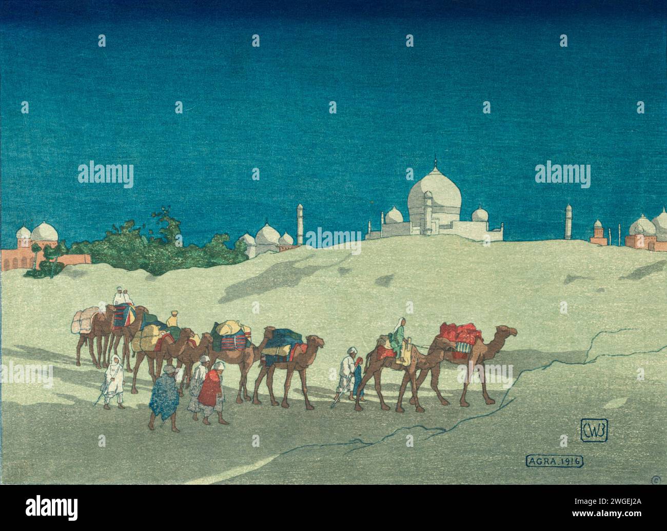 Agra. Charles William Bartlett. 1916. Farbiger Holzschnitt. Stockfoto