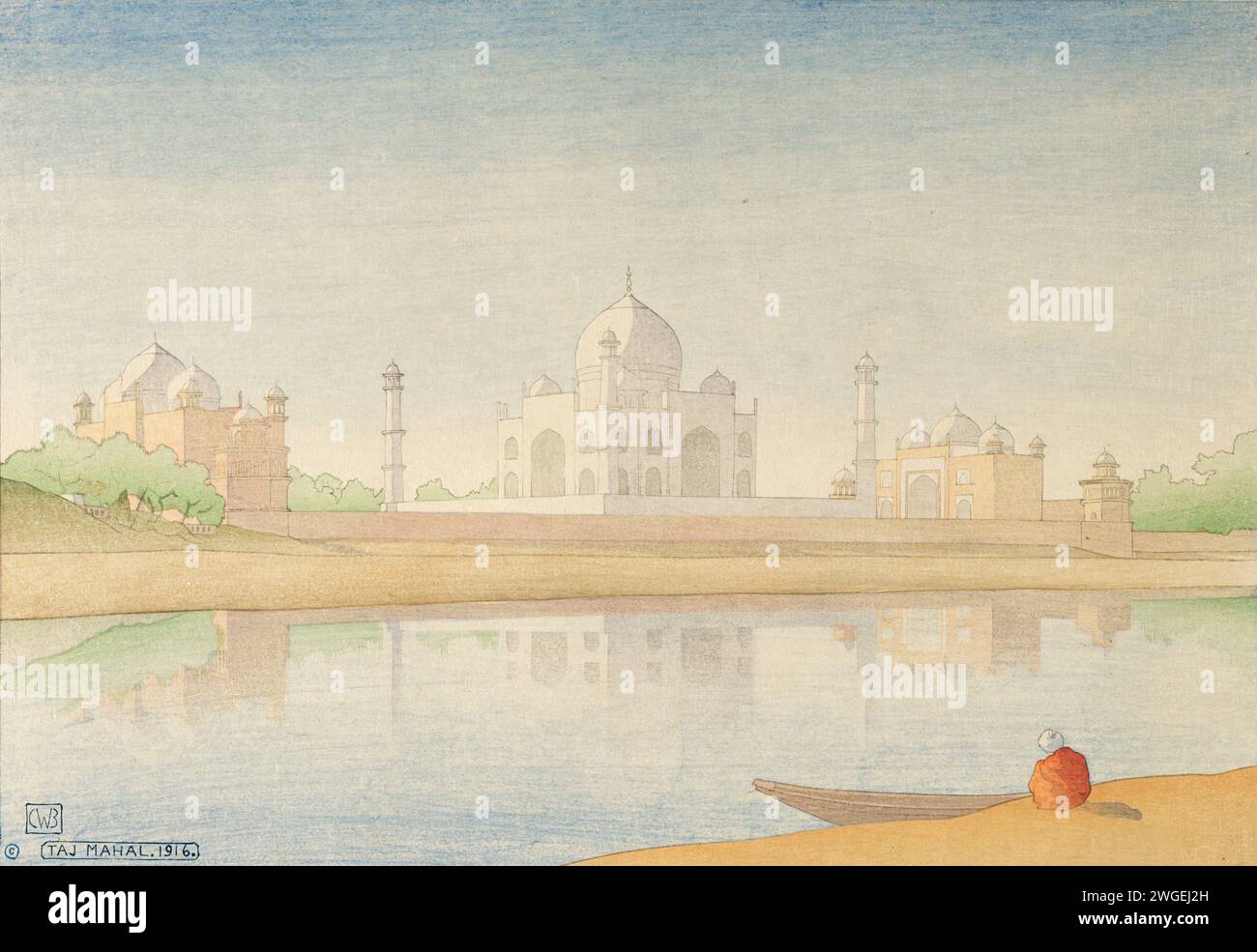 Taj Mahal. Charles William Bartlett. 1916. Farbiger Holzschnitt. Stockfoto