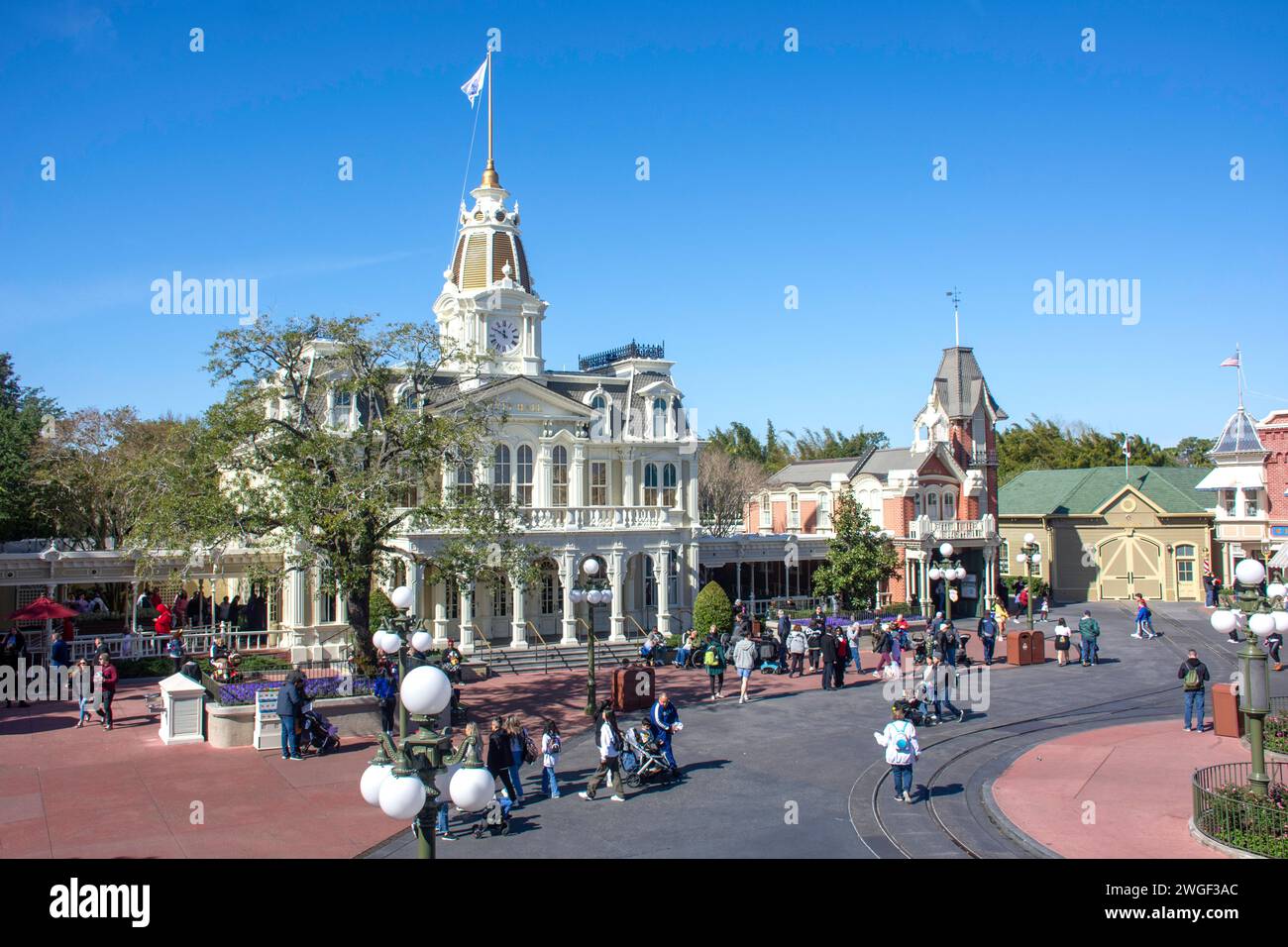 Rathaus, Main Street, USA, Magic Kingdom, Walt Disney World Resort, Orange County, Orlando, Florida, Vereinigte Staaten von Amerika Stockfoto