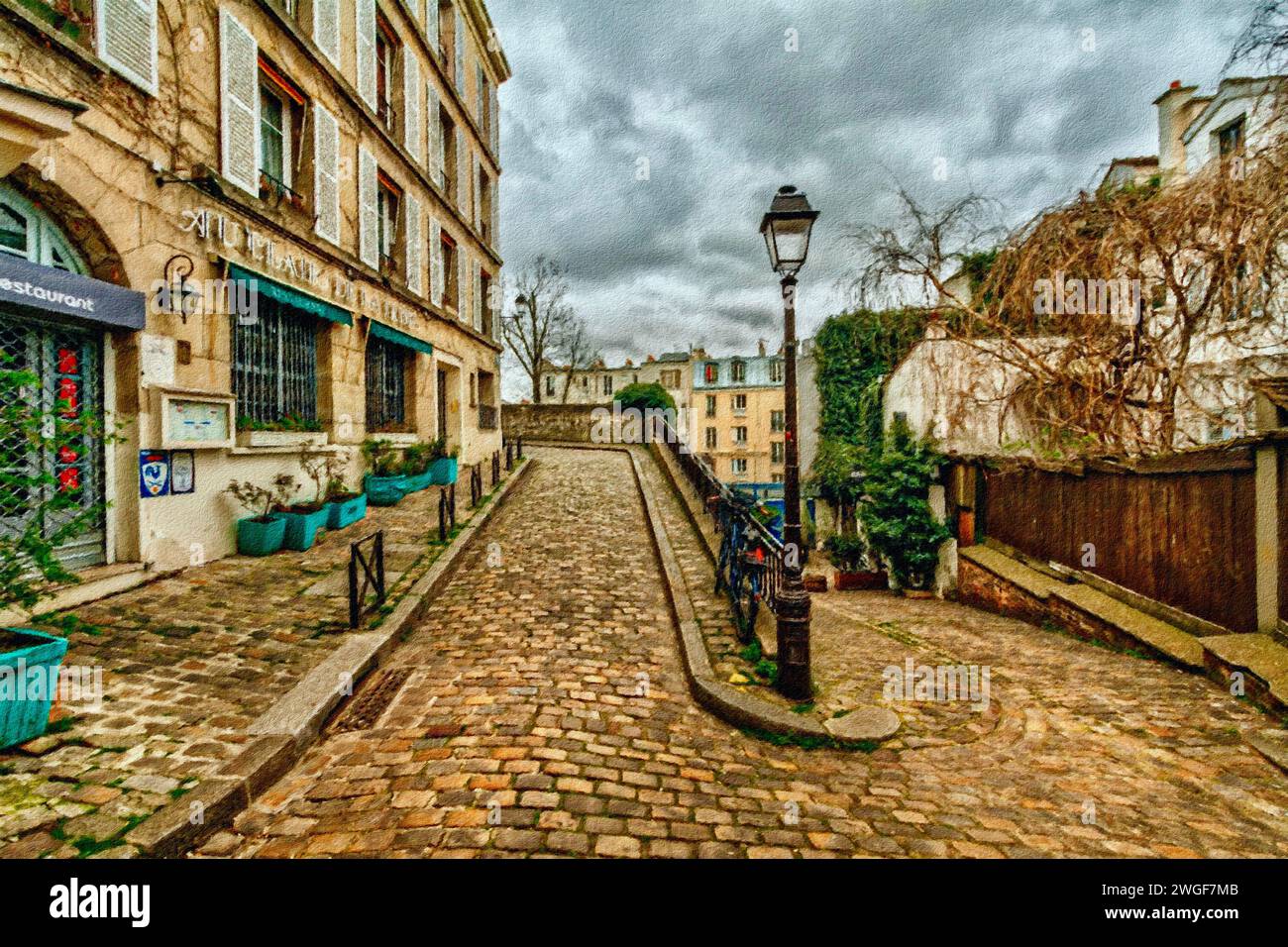 Rue Poulbot, Montmartre, Paris, Frankreich. Stockfoto