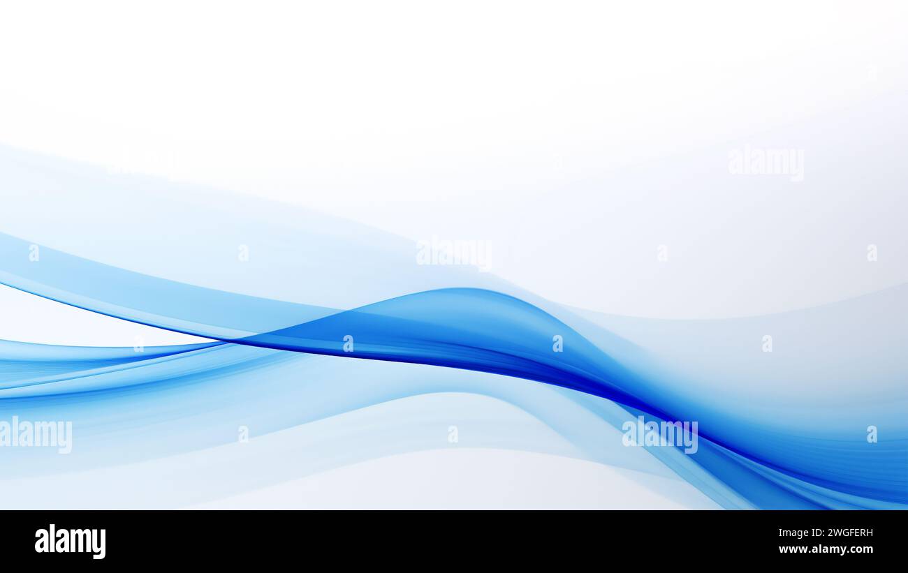 Blaue Welle auf weißem Hintergrund für Hintergrundcover, Hintergrundbilder, Marken, Social-Media-Design für powerpoint-Präsentationen Stockfoto