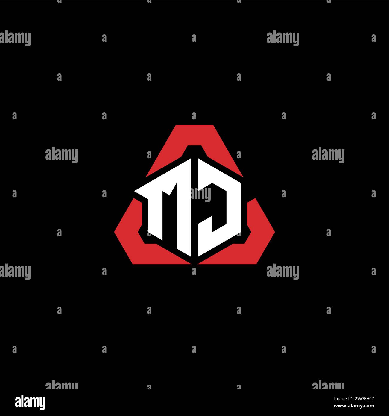 MJ Initial Logo modernes und futuristisches Konzept für E-Sport- oder Gaming-Logo Stock Vektor