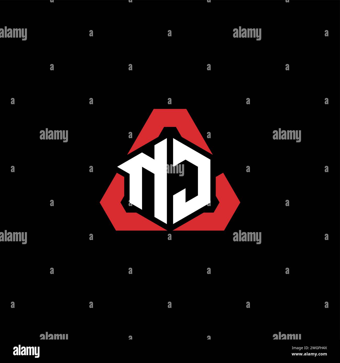 NJ Initial Logo modernes und futuristisches Konzept für E-Sport- oder Gaming-Logo Stock Vektor
