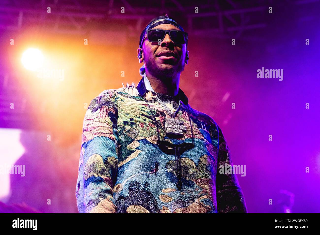 Mailand, Italien. Februar 2024. Micah Davis, bekannt als Masego, tritt live bei Fabrique in Mailand auf. (Foto: Mairo Cinquetti/SOPA Images/SIPA USA) Credit: SIPA USA/Alamy Live News Stockfoto